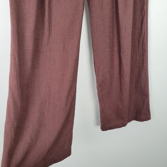 Abercrombie & Fitch Size S Short Linen Blend Ultra Wide Leg Pant Pull On Brown - Picture 7 of 14